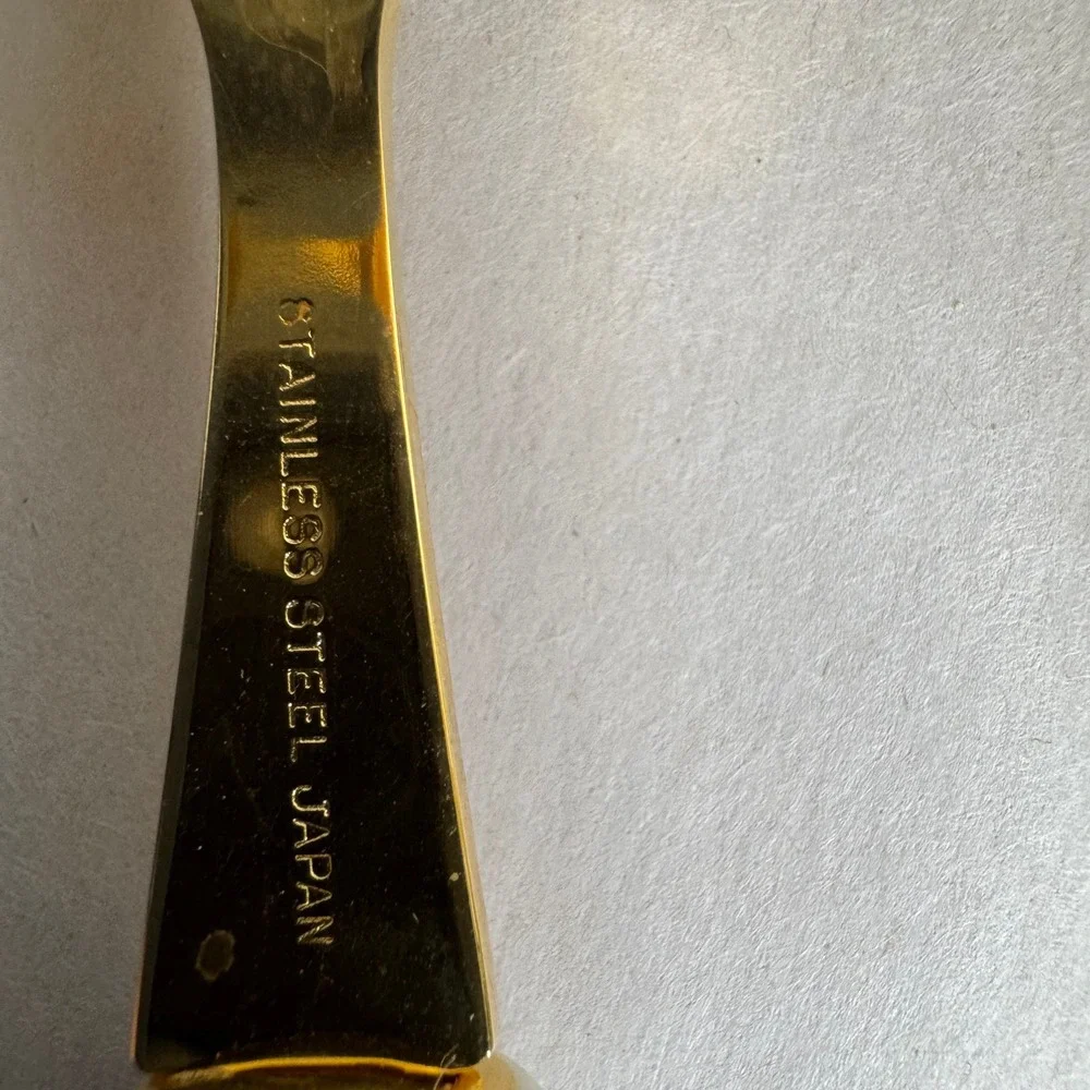 Vtg Christmas Holly Gold‎ Cheese Knife Pie Set 4pc Stainless Steel Japan Holiday